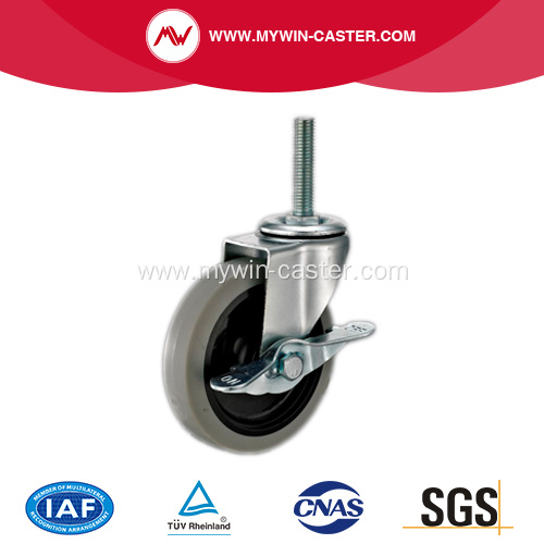 4'' Thread Stem TPR Light Duty Industrial Caster with side brake